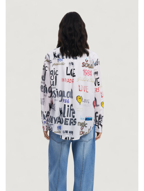 Desigual Desigual Μπλουζάκι CAM_SOUL Λευκό Casual Fit