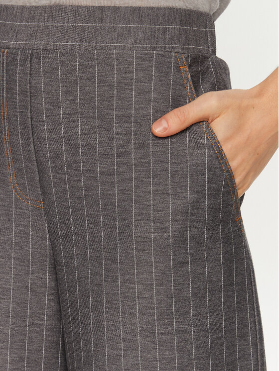 Max Mara Leisure Max Mara Leisure Bavlnené nohavice Foggia 2426786108 Sivá Wide Leg