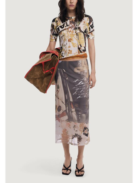 Desigual Desigual Φούστα FAL_COLLAGE Μπεζ Casual Fit