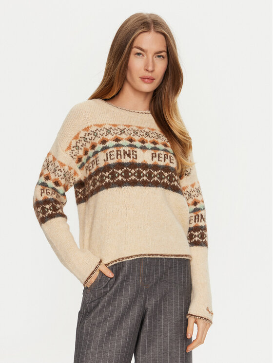Pepe Jeans Sveter Hitty PL702193 Béžová Relaxed Fit