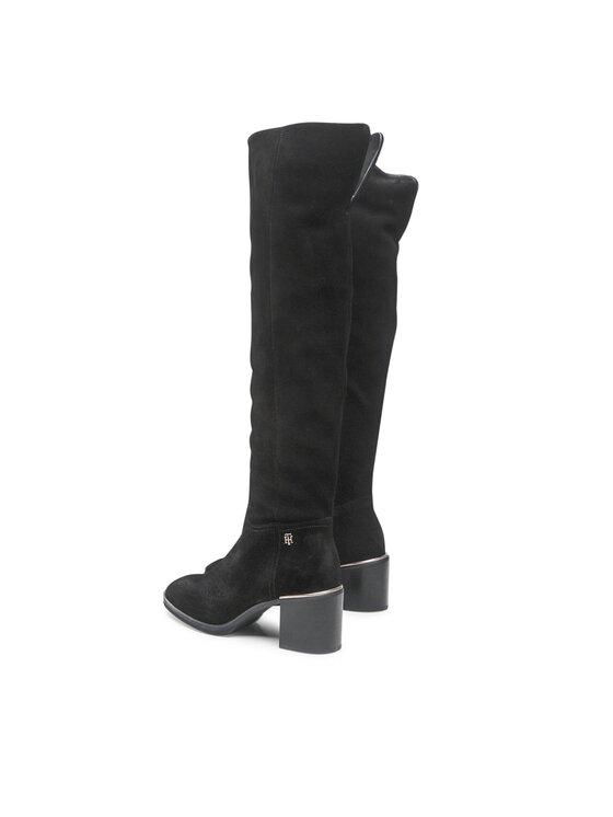 Tommy Hilfiger Tommy Hilfiger Ratsasaapad Th Belt Suede Overknee Boot FW0FW06767 Must