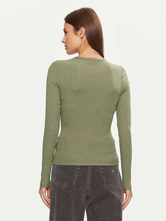 Tommy Jeans Tommy Jeans Bluză Essential DW0DW17387 Verde Slim Fit