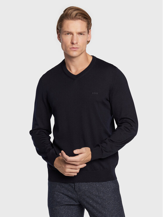 Boss Sveter Baram-L 50476363 Tmavomodrá Slim Fit