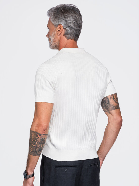 Ombre Ombre Polo OM-POSS-0180 Biały Slim Fit