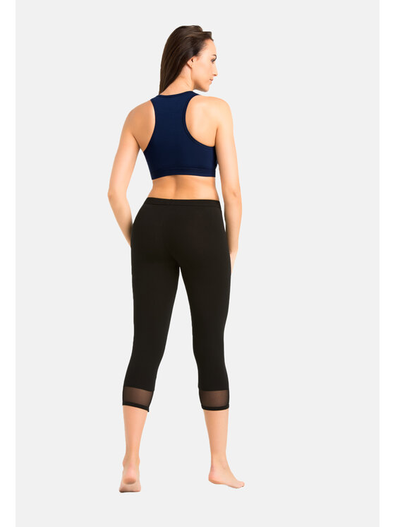 Teyli Teyli Legginsy bawełniane 3/4 Glamo Czarny Regular Fit