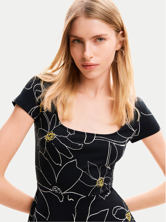 Desigual Desigual Sukienka letnia Margaritis 24SWVK55 Czarny Regular Fit