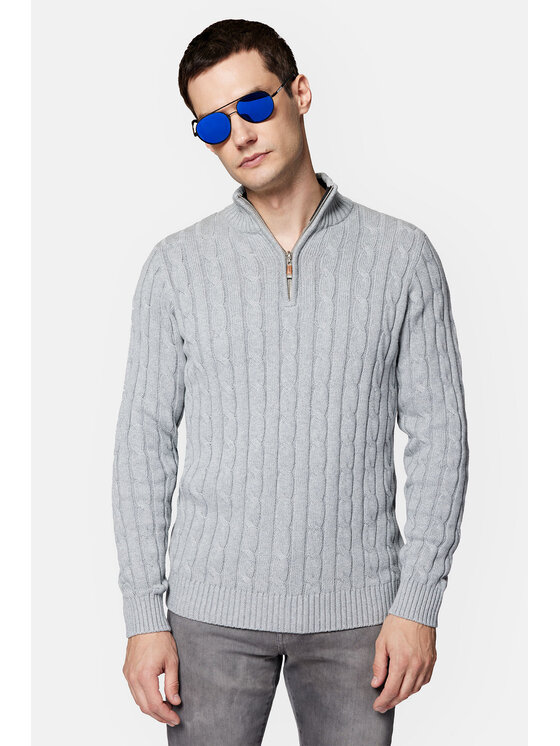 Lancerto Lancerto Sweter Ronald SW073223000089 Szary Regular Fit