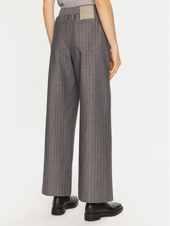 Max Mara Leisure Max Mara Leisure Bavlnené nohavice Foggia 2426786108 Sivá Wide Leg