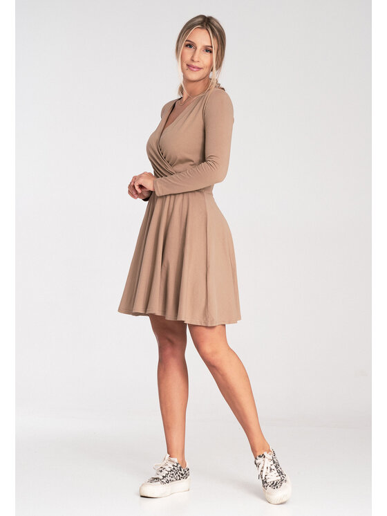 FIGL FIGL Sukienka koktajlowa M1050 Beżowy A-Line Fit