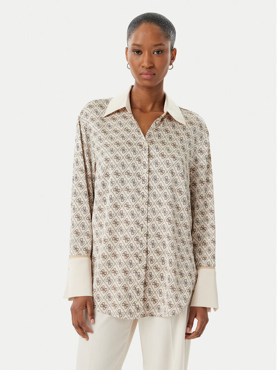 Guess Koszula W4YH47 WF1T2 Beżowy Regular Fit