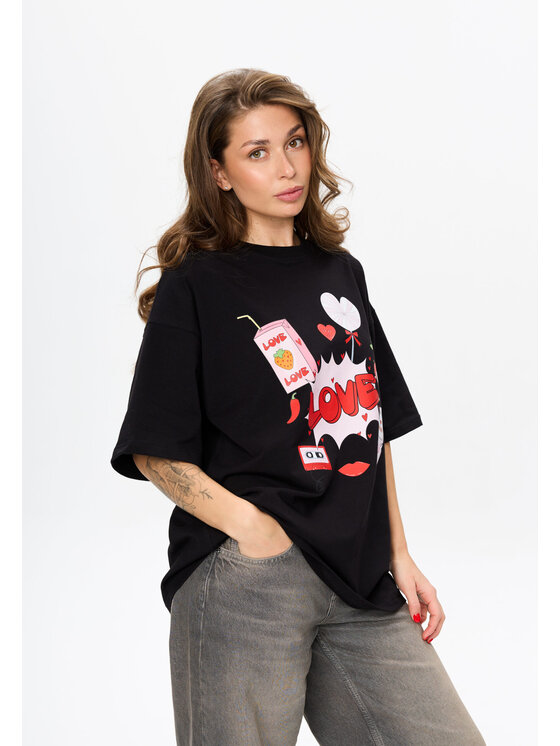 Mirons Mirons T-Shirt Print Biały Oversize