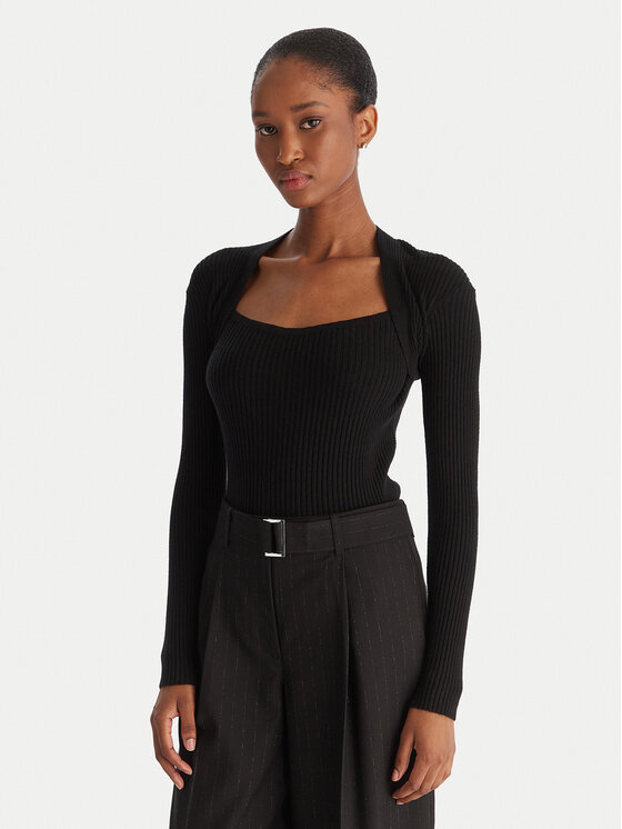 ACCESS FASHION Sweter 54-8048 Czarny Slim Fit