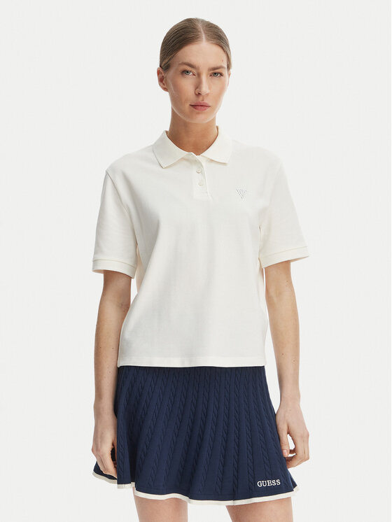 Guess Tricou polo V6GP11 K3278 Alb Regular Fit