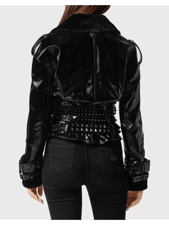 PHILIPP PLEIN PHILIPP PLEIN Kurtka skórzana 4031 Czarny