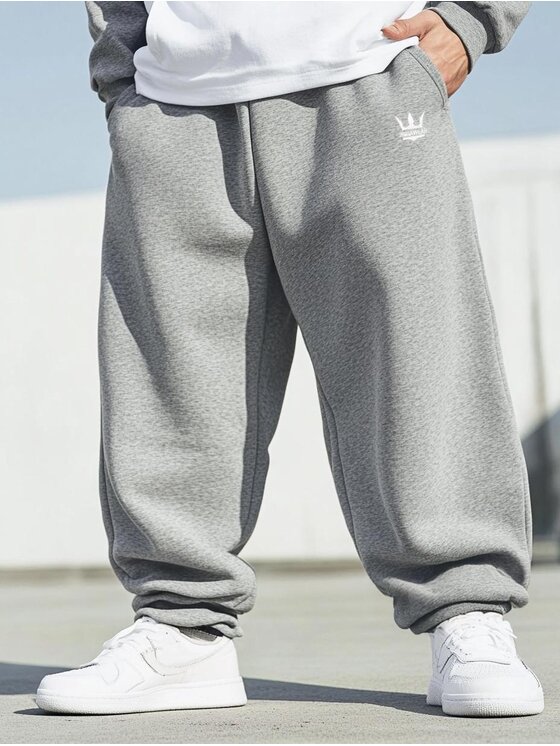 Jigga Wear Jigga Wear Spodnie dresowe Spodnie Dresowe Baggy Męskie Jasne Szare Jigga Wear Haft Logo Drawcord M Szary Baggy Fit