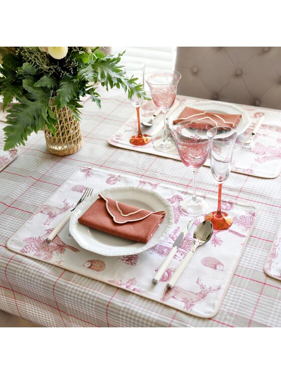 Roseberry Home Roseberry Home Podkładka na stół dwustronna Red Forest & Glen Check Czerwony