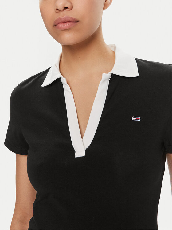 Tommy Jeans Tommy Jeans Polo marškinėliai Contrast DW0DW17225 Juoda Slim Fit