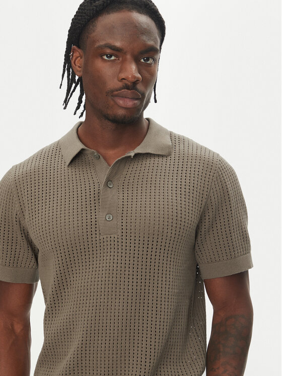 Lindbergh Lindbergh Polo marškinėliai 30-804126 Smėlio Relaxed Fit