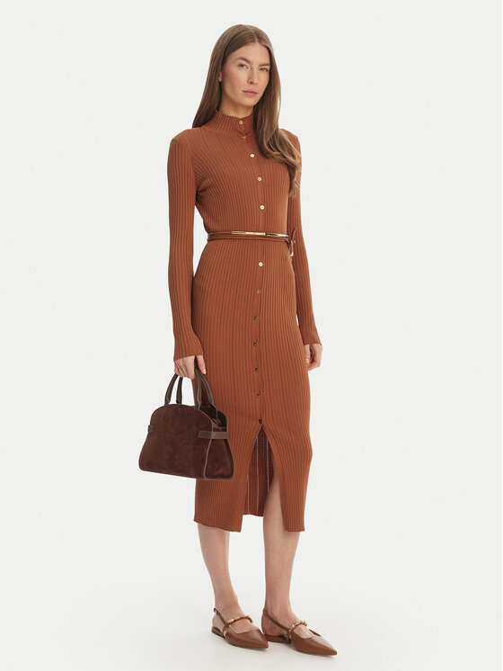 Elisabetta Franchi Elisabetta Franchi Úpletové šaty AM-15S-61E2-V490 Hnědá Regular Fit