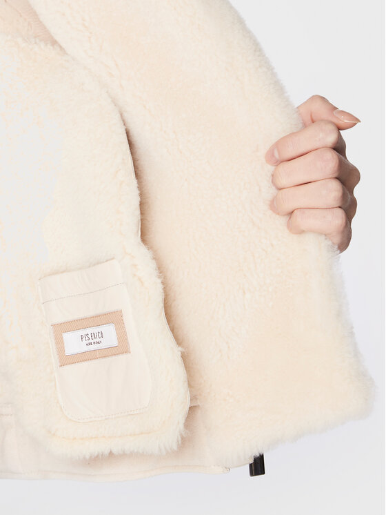Peserico Peserico Cappotto di pelliccia naturale S21334C03 Écru Regular Fit