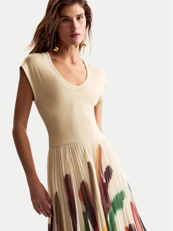 Desigual Desigual Vestito da giorno Brushes Lacroix 26SWVK39 Beige Regular Fit