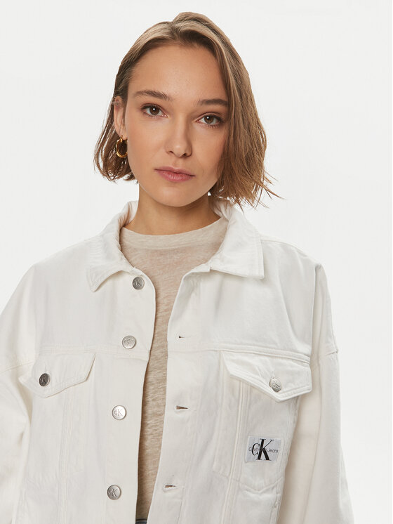 Calvin Klein Jeans Calvin Klein Jeans Τζιν μπουφάν J20J223430 Λευκό Relaxed Fit