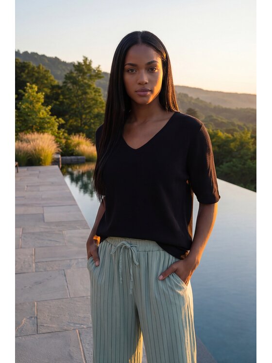 FIGL FIGL Svetr M1319 Černá Regular Fit