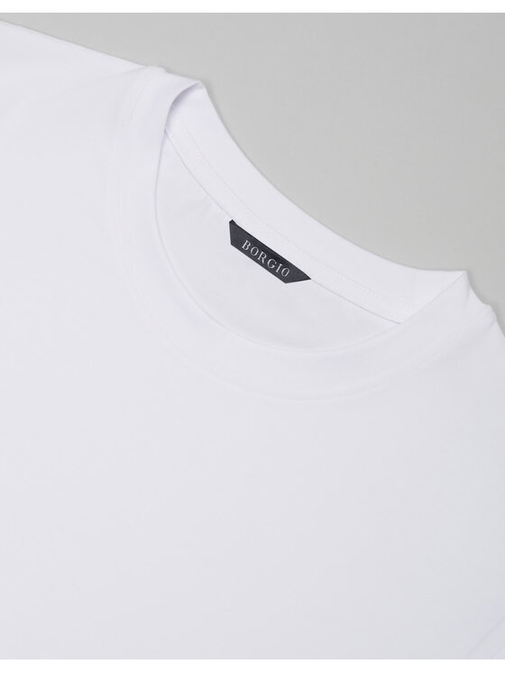Borgio Borgio T-Shirt covo Biały Slim Fit