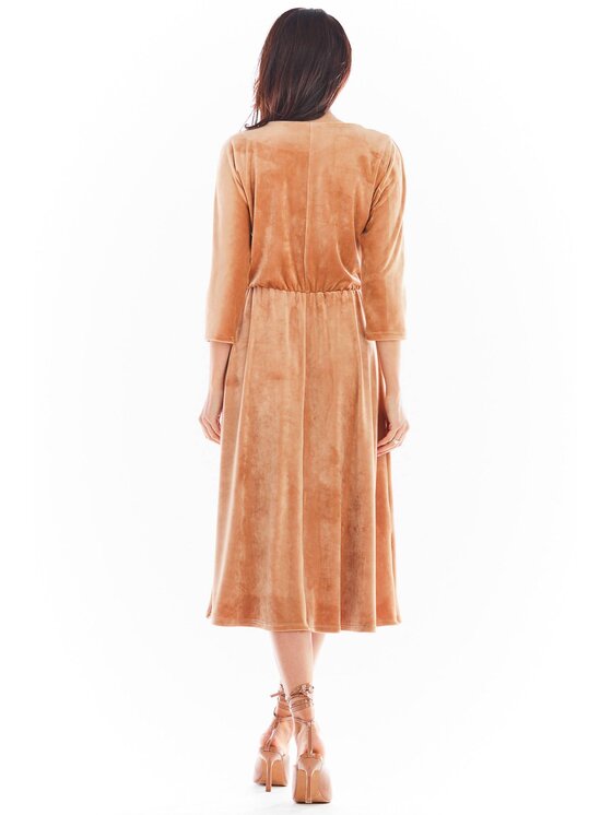 Awama Awama Vestito di maglia A407 Beige Basic Fit