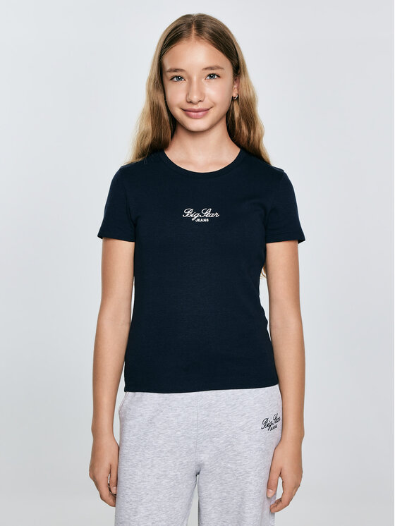 BIG STAR BIG STAR T-Shirt TOMSA Granatowy Slim Fit