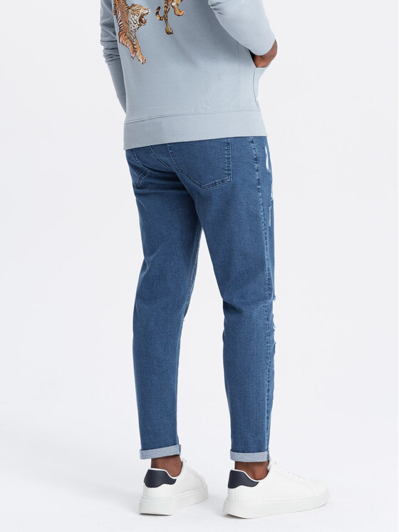 Ombre Ombre Jeansy OM-PADP-0163 Niebieski Taper Fit