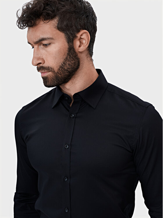 Evenemen Evenemen Koszula Punto G2 Twill Black Czarny Slim Fit