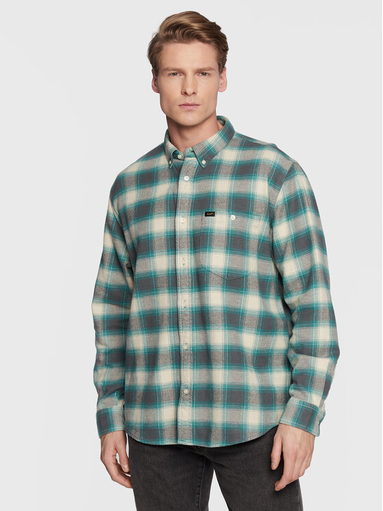 Lee Lee Koszula Riveted L66IDODO 112321895 Zielony Relaxed Fit