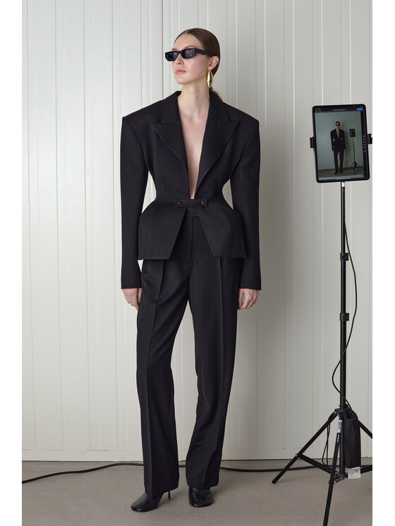 Epuzer Epuzer Spodnie materiałowe Phoenix wool Czarny Loose Leg