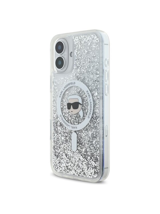 Etui na telefon KARL LAGERFELD, Przezroczysty, Liquid Glitter Karl Head