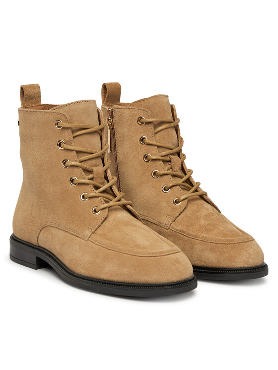 Tommy Hilfiger Tommy Hilfiger Schnürschuhe Enamel Flag Suede Lace-Up Boot FW0FW09681 Hellbraun