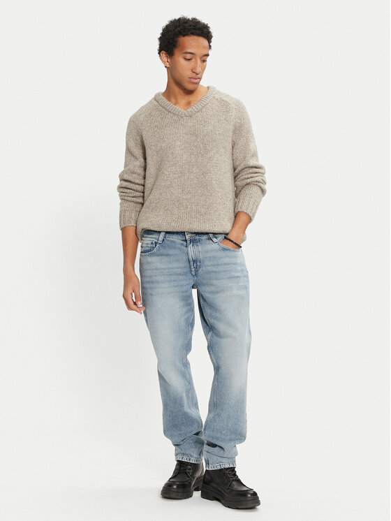 Mustang Mustang Sweter Edmonds 1015481 Beżowy Regular Fit