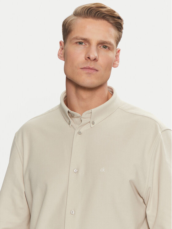 Calvin Klein Calvin Klein Cămașă Pique Jersey Shirt K10K113311 Bej Regular Fit