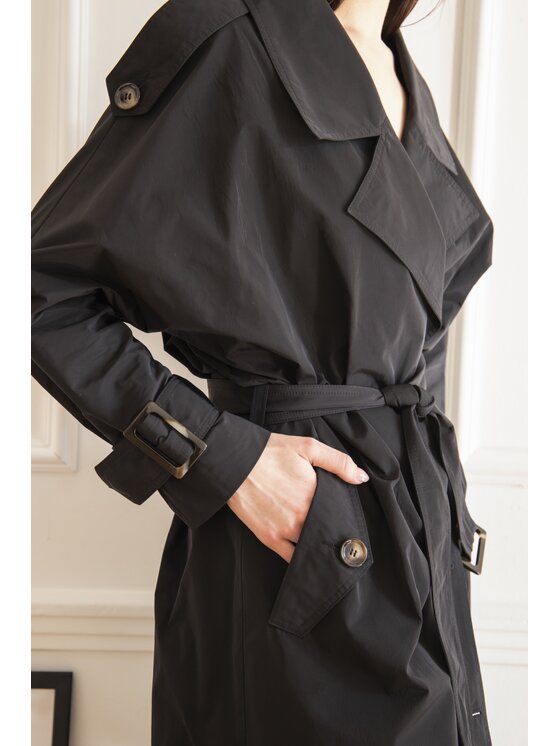 Entelier Entelier Płaszcz przejściowy oversize Czarny Oversize