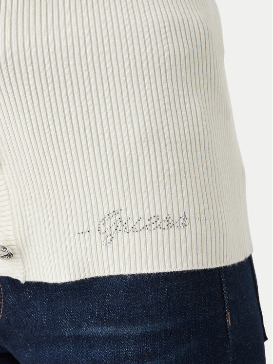 Guess Guess Kardiganas W6YR11 Z0950 Kreminė Slim Fit