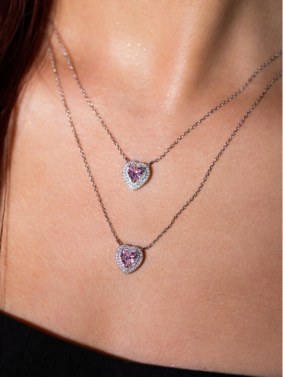 ICED STUFF ICED STUFF Kaelakee Love Heart Pink Valge kuld