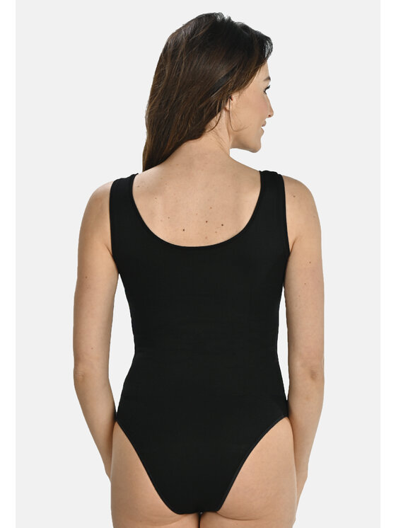 Teyli Teyli Body damskie na szerokich ramiączkach Esme Czarny Regular Fit
