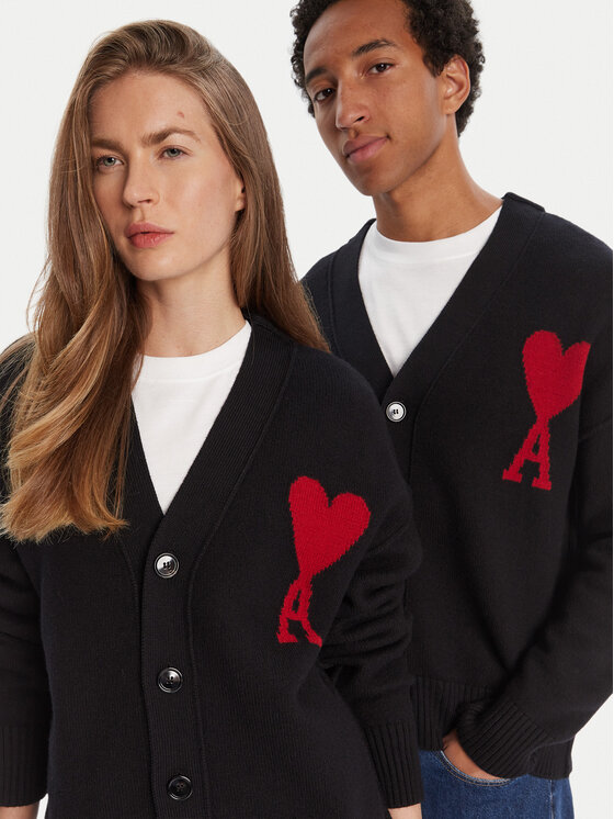 AMI PARIS AMI PARIS Cardigan BFUKC006.018 Negru Regular Fit