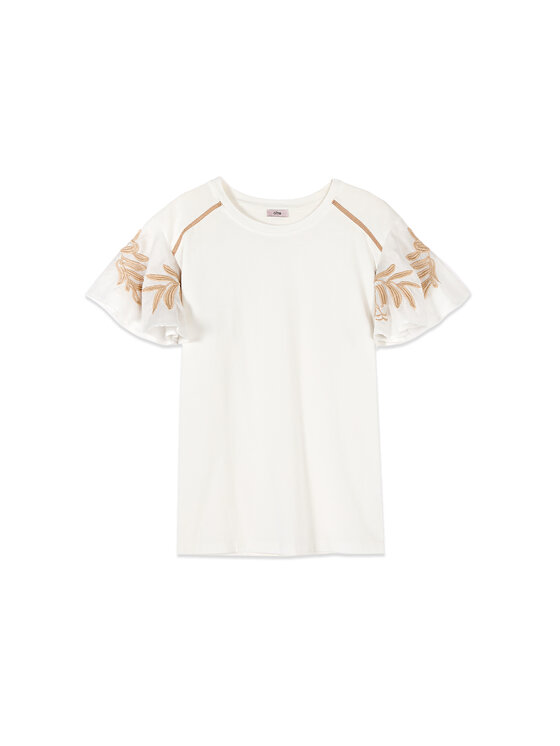Oltre Oltre T-Shirt G090J004544N011 Biały Regular Fit