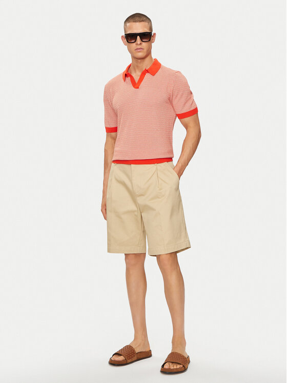 United Colors Of Benetton United Colors Of Benetton Тениска с яка и копчета 1094K3014 Червен Regular Fit