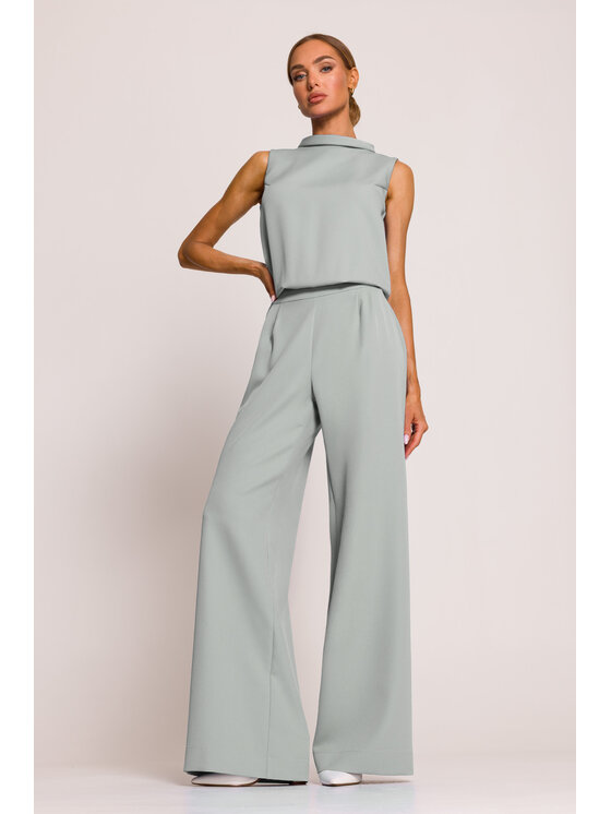 Made of Emotion Made of Emotion Kombinezon M382 Zielony Wide Leg