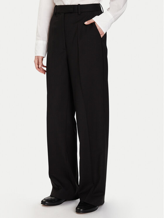 Tommy Hilfiger Tommy Hilfiger Hlače iz tkanine Timeless WW0WW48362 Črna Straight Fit
