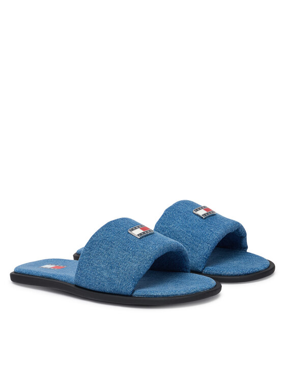 Tommy Jeans Tommy Jeans Natikači Tjw Padded Denim Casual Slide EN0EN03020 Modra