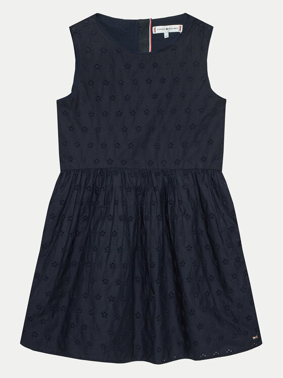 Tommy Hilfiger Tommy Hilfiger Sommerkleid Anglaise KG0KG07931 D Dunkelblau Regular Fit