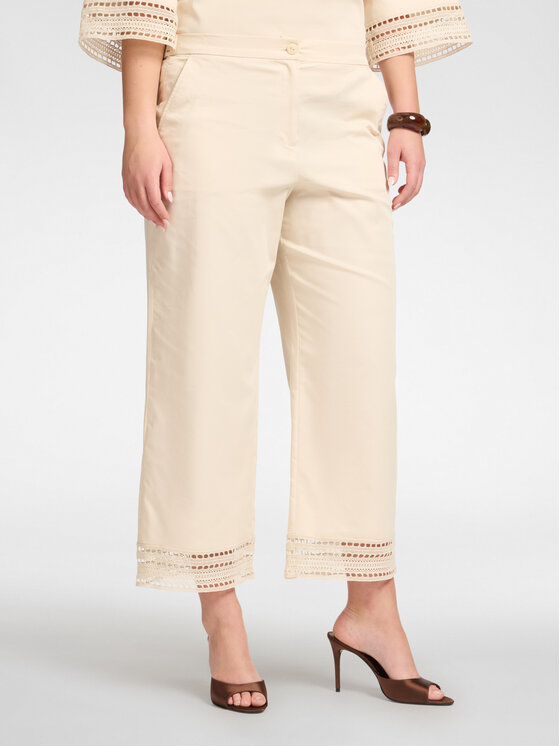 Elena Mirò Elena Mirò Spodnie materiałowe P008P000456N002 Kremowy Regular Fit